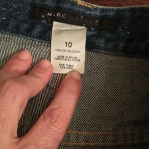 MARC JACOBS-VINTAGE DENIM SKIRT SILVER STUDS & APPLIQUES - Picture 4 of 6